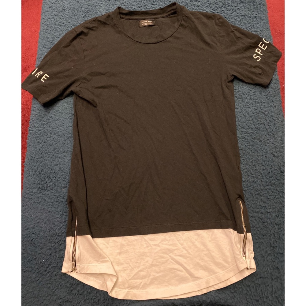 Zara Black and White Long Length Graphic Tshirt